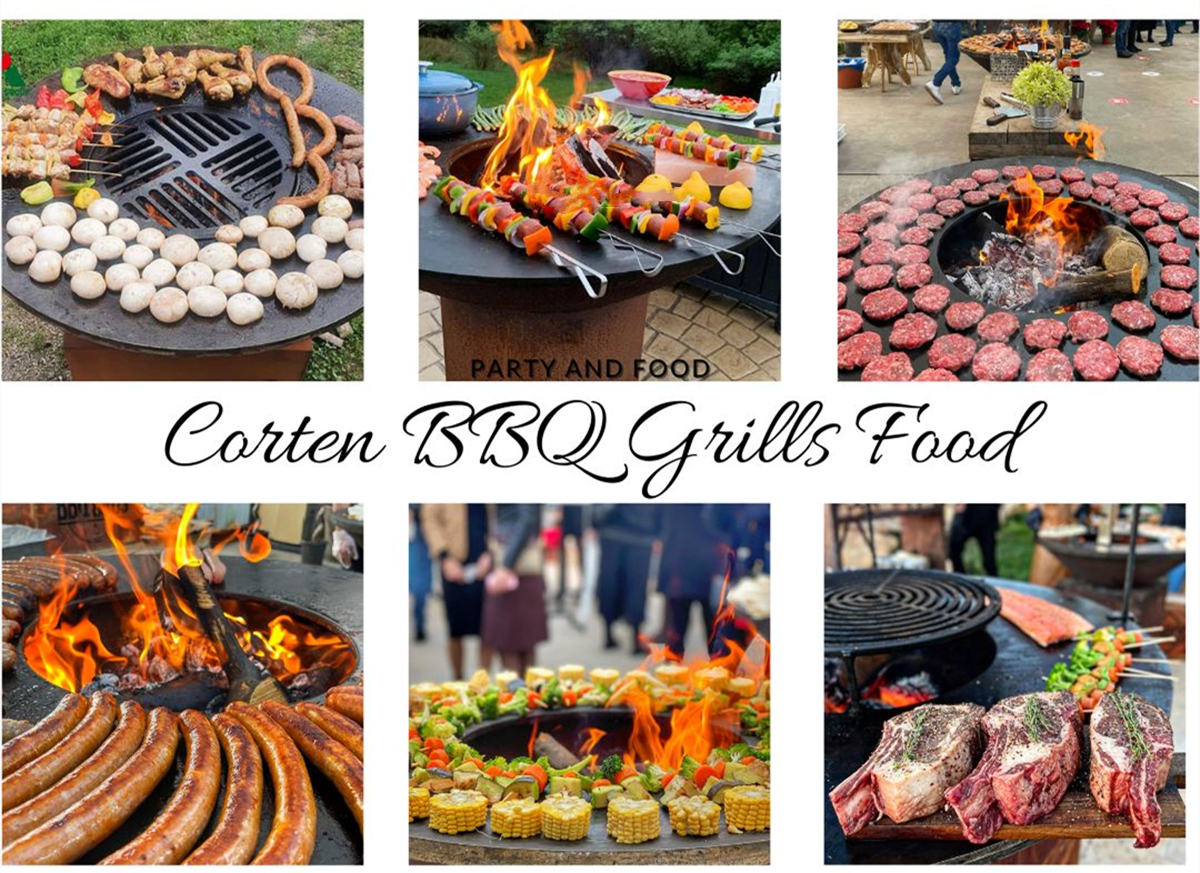 Outdoor Kitchen Corten bbq grills cooking food